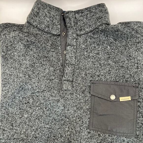 Woolrich Drifter Fleece Pullover Mens L Heather Gray Lined 1/2 Snap Pocket - Picture 1 of 8